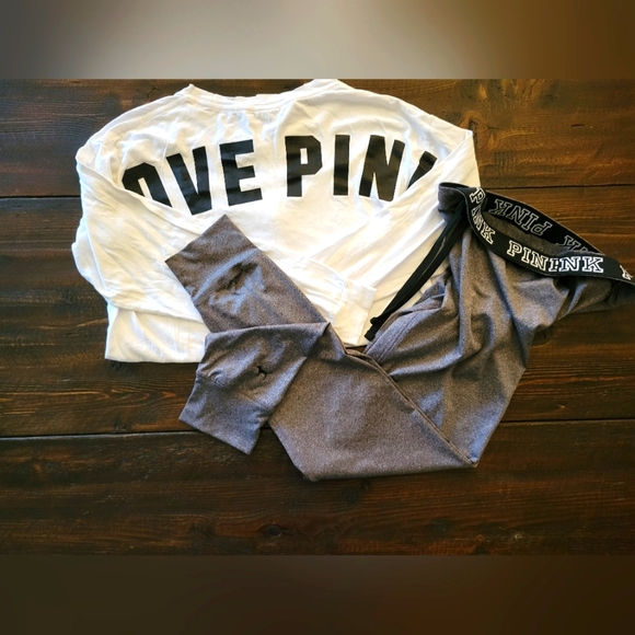 PINK Victoria's Secret Pants - PINK Bundle-Ultimate Joggers-Long sleeve Tee